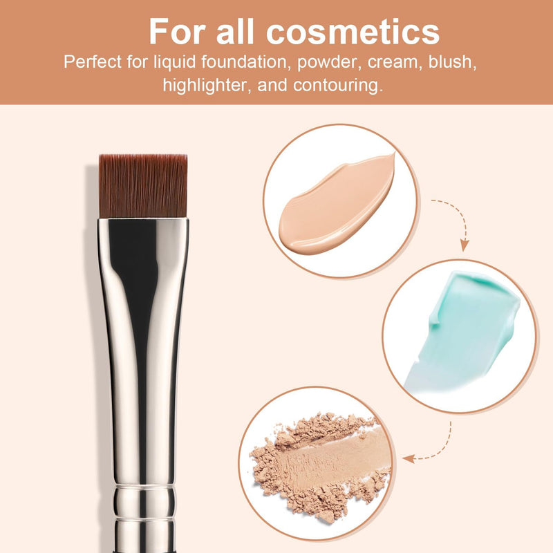TEOYALL Angled Foundation Contour Brush, Synthetic Kabuki Brush for Concealing Blending Setting Buffing with Liquid, Cream and Powder Cosmetic (170S)