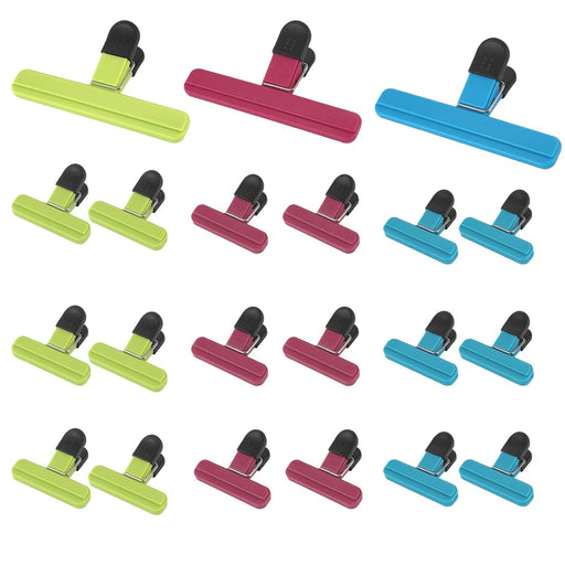 21 pcs Chip Bag Clips for Food Storage, 3 Large & 18 Medium Food Bag Clips, 3 Colours PP Heavy Duty Air Tight Seal Clips Sturdy Food Clips, Kitchen Storage Clips for Snacks Coffee Vegetables Fruit
