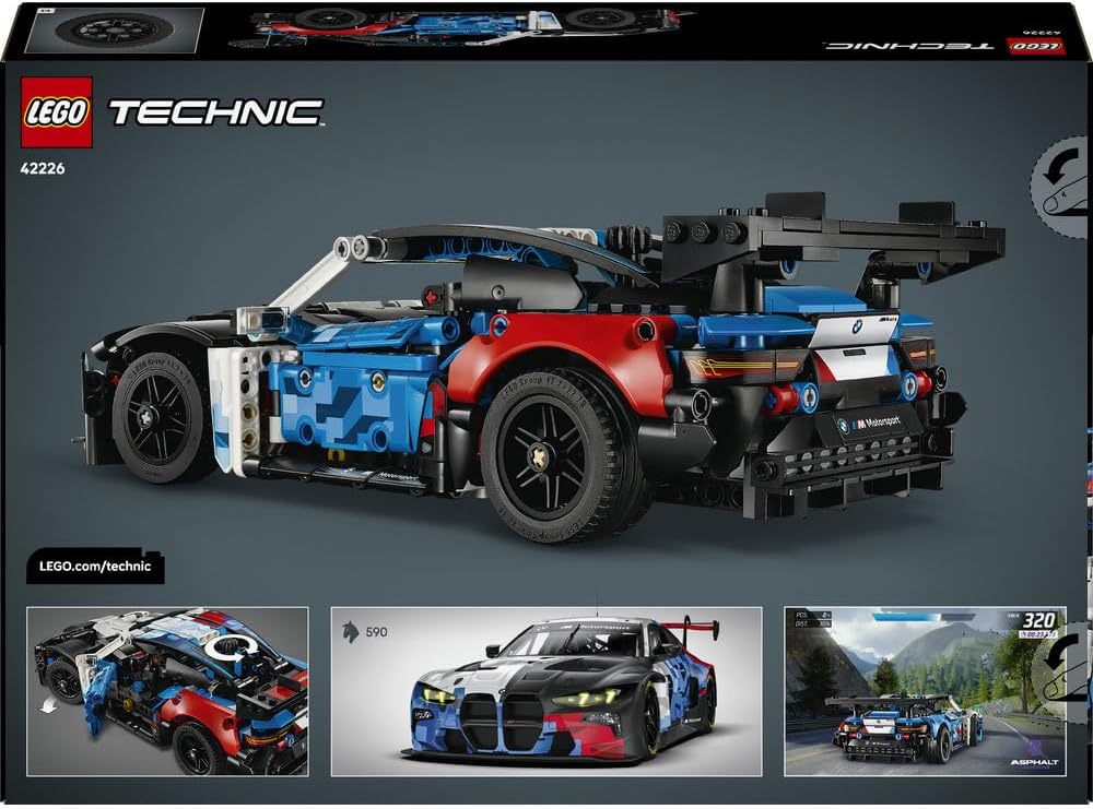 Technic BMW M4 GT3 EVO Race Car Toy - Model Kit w/ V6 Engine, Steering & Opening Doors - Gaming Gift for 11+ Year Old Boys & Teenage Motorsport Fans - 42226