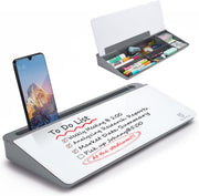 TSJ OFFICE Small Glass Desktop Whiteboard Dry-Erase-Board - Computer Keyboard Stand White Board Surface Pad with Drawer, Desk Organizers with Accessories for Home, School Supplies - G