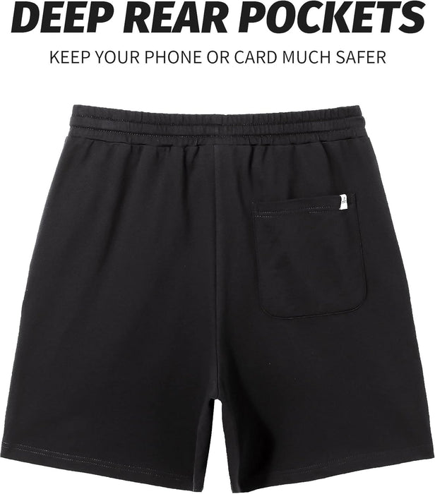 Men's Athletic Gym Shorts with Zipper Pockets 5.5" Elastic Waist Casual Cotton Sweat Short Pants for Pajama Jogger Sport