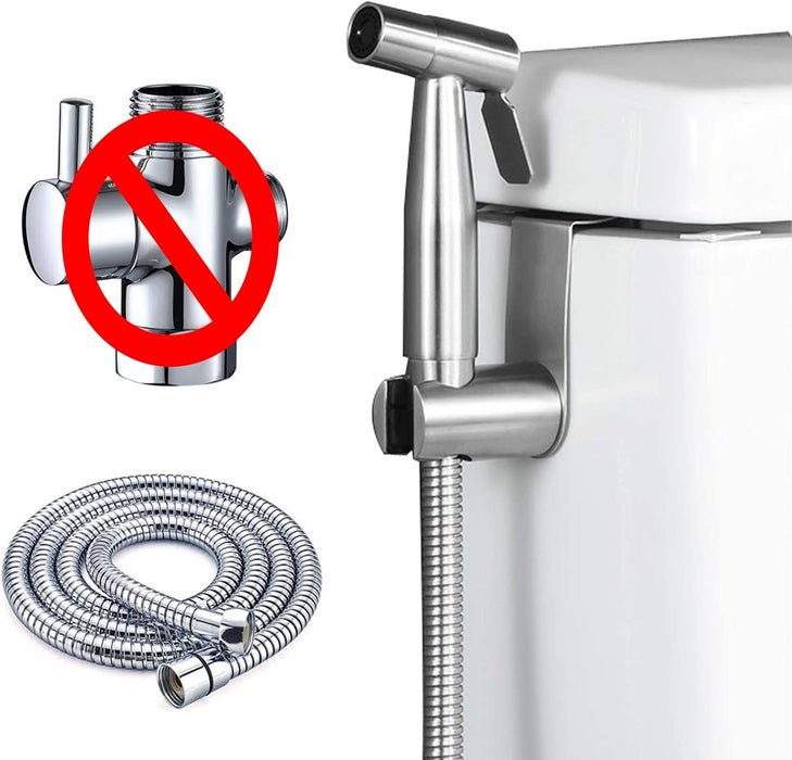 2 Pcs Handheld Bidet Sprayer, Stainless Steel Brushed Nickel Sprayer Toilet Bathroom Shower Head (Style2)