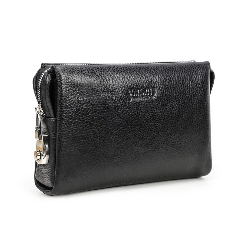 Contacts Genuine Leather Code Lock Clutch Wallet for Men Travel Anti Theft Clutch Bag Wristlet Handbag Organizer