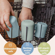 Silicone Baby Training Cup, Shatterproof Toddler Sippy Cups with Straw, Silicone Straw Cup for Baby, BPA Free Recycled Milk Jugs, Open Cup for Baby, 6+ Months, 8 Oz (2 Pcs, Sky Blue, Army Green)