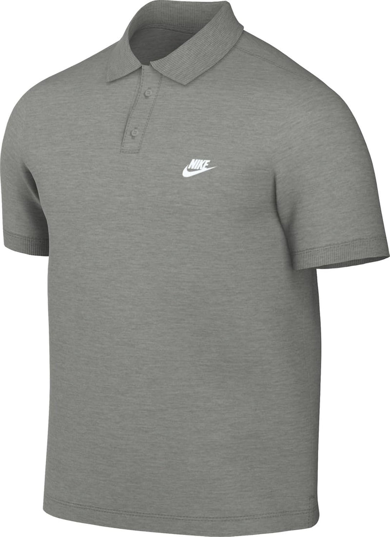 Men M Nk Club SS Polo Pique Short Sleeve Polo - DK GREY HEATHER/(WHITE)