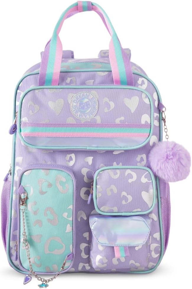 17 3-Piece School Backpack with Lunch Bag & Pencil Case, Purple