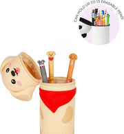 LEGAMI - Kawaii 2 in 1 Soft Silicone School Compartment Golden Table Pen Holder Zipper Pen Pencils H 20cm
