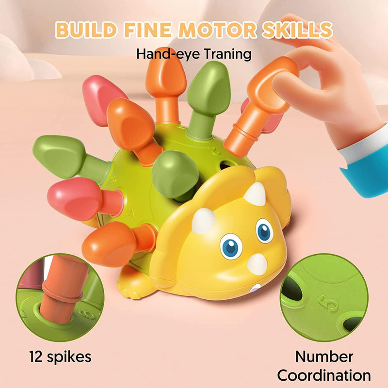 BABYG Baby Sorting Toys for Gift for 6 9 12 18 Months 1 2 3 Year Old Boys Girls, Hedgehog Fine Dinosaur Toys for Baby Counting Toys Kids One Two Year Old