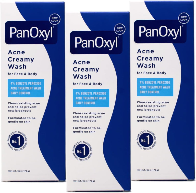â Creamy Acne Wash with 4% Benzoyl Peroxide Reduces Blemishes and Exfoliates Skin Cells â 6 oz (3 Pack)