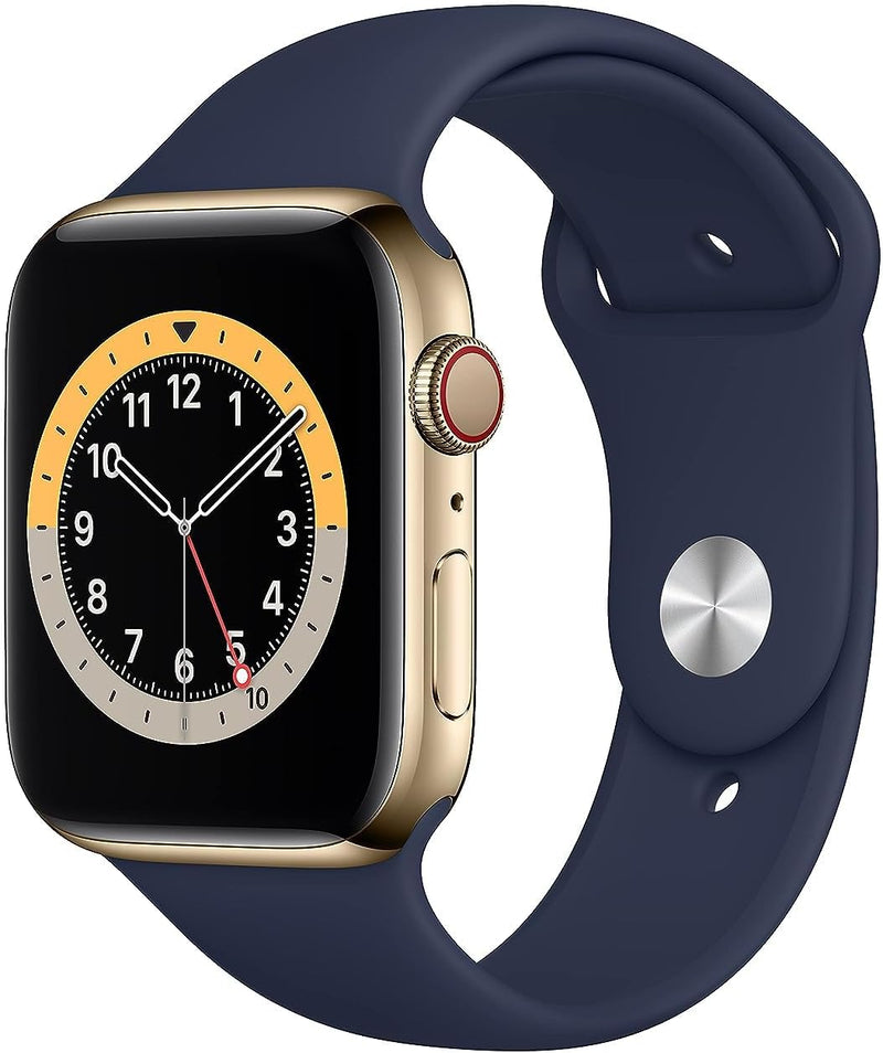 Apple Watch Series 6 (GPS + Cellular, 40mm) - Gold Stainless Steel Case with Deep Navy Sport Band