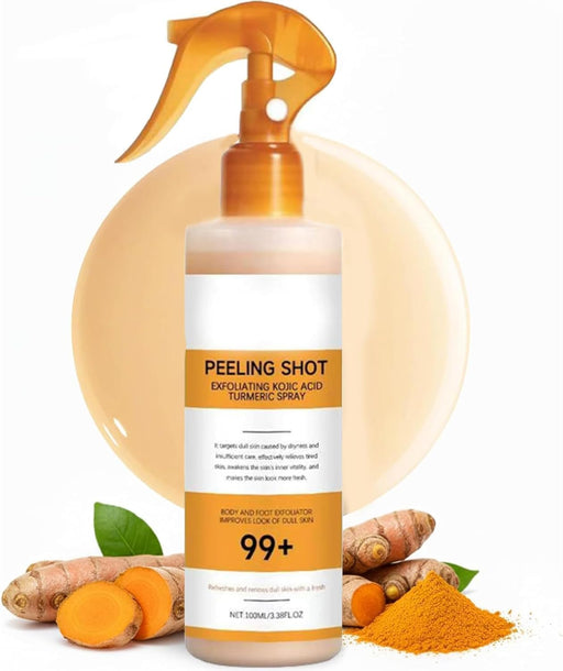 Body Keratin Care Kojic Acid Turmeric Spray Gently Exfoliating Peeling Solution Skincare with Retinol, Glutathione, Niacinamide, Vitamin B, C, E for All Skin Types (White Rice Peeling Ampoule) - Kojic Acid