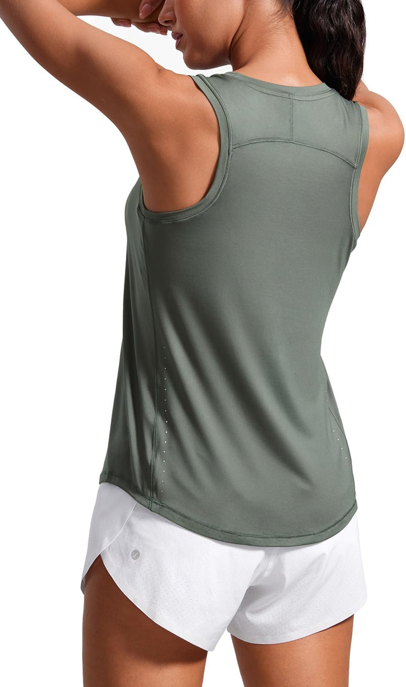 CRZ YOGA Lightweight Tank Top for Women Racerback Sleeveless Workout Tops High Neck Athletic Running Shirts