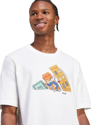 Men Doodle Hunt Skate Graphic T-Shirt - White