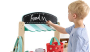 Hape Farmers Market Stall, Kitchen & Food Toys, Pretend Play for Kids Boys Girls, Wooden Toys, Non-Toxic Material, Mini Grocery Playset, Food Role Play, Accessories Included 62pcs, Ages 3Y+