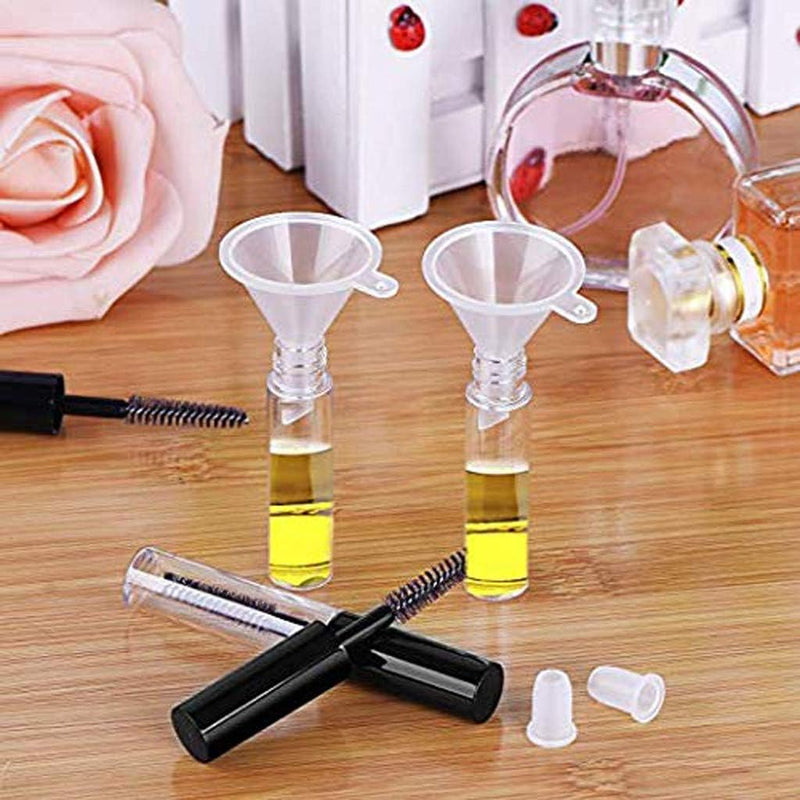 Refillable Empty Mascara Tube E with Rubber Inserts, Funnels and Transfer Pipettes with Eyelash Wand (Clear, 10ml)- Pack of 3