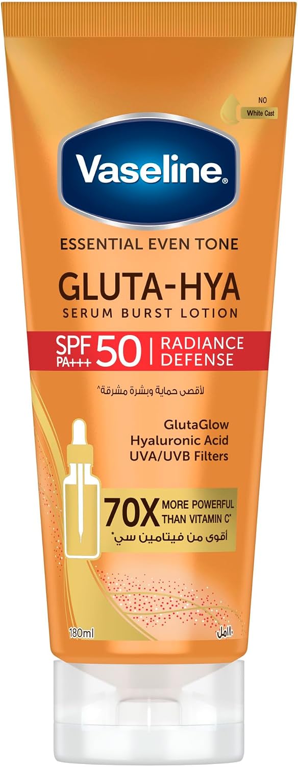 Gluta-Hya Serum Burst Lotion, Overnight Radiance Restore, with GlutaGlow Technology, Hyaluronic Acid and Collagen, 10x More Powerful than Vitamin C, 200ml - Radiance Defense