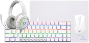 Power Pack V2 4-in-1 Gaming Bundle Keyboard, 65g Lightweight Mouse, Headset with 50mm Drivers & Mousepad - White