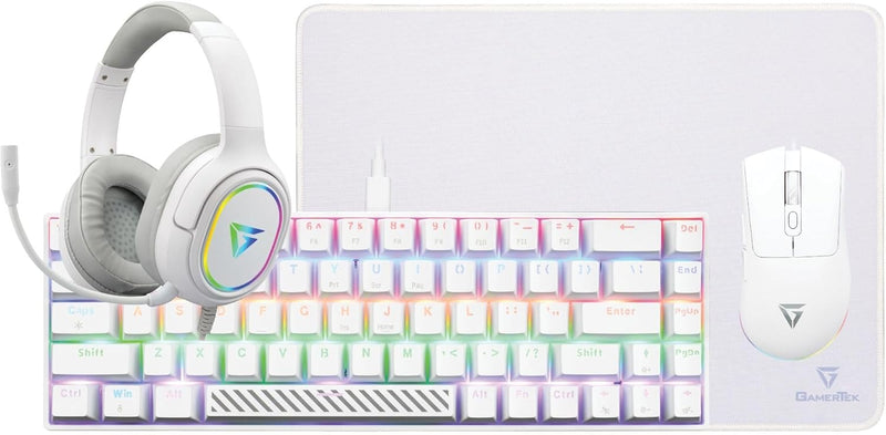 Power Pack V2 4-in-1 Gaming Bundle Keyboard, 65g Lightweight Mouse, Headset with 50mm Drivers & Mousepad - White