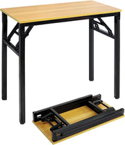 Folding Table Multi-Functional Portable Desk with Adjustable Height Legs Ideal for Computer, Camping, Garden, Picnic, Coffee & BBQ Wood Finish 80 x 40 x 75 cm