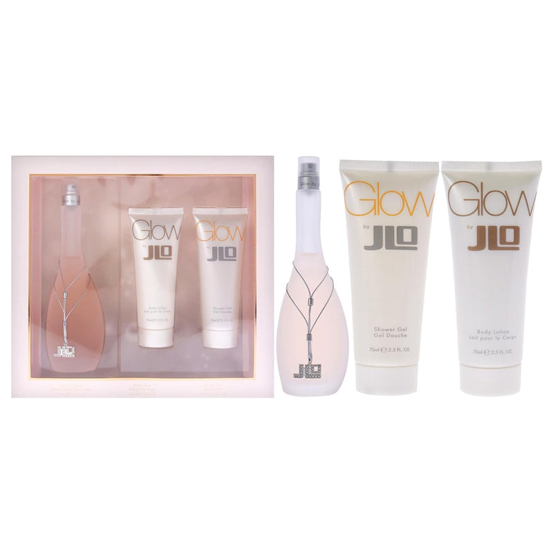 JENNIFER LOPEZ Glow 3 Pc Gift Set for Women, EDT 100 ml + Shower Gel 75 ml + Body Lotion 75 ml