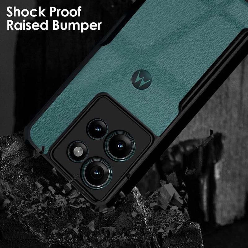 Zubitech Motorola G75 Shockproof Crystal Clear Back Cover Case for Moto G75 | 360 Degree Protection | Protective Design | Transparent Back PC & TPU | Black Bumper for Moto G75