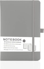Yanek A5 Lined Notebook - Hardcover, 160 Pages, Writing Pad for Notes, Journals, Sketches, School, Office, and Personal Use - Durable, Portable, Pack of 1 (Black) - Grey