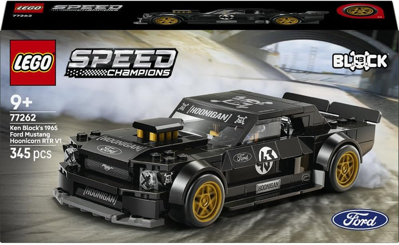Speed Champions Ken Block's '65 Ford Mustang Hoonicorn V1 Muscle Car Toy - Model Kit w/Collectible Minifigure - Kids' Room Decor - STEM Gift for 9+ Year Old Boys & Fans - 77262