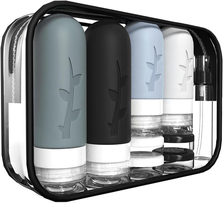 Yoawllty Travel Bottles for Toiletries, 16pack Tsa Approved Silicone Travel Containers for Toiletries, Leak Proof Refillable Liquid 3oz 2oz Travel essentials (Dark)
