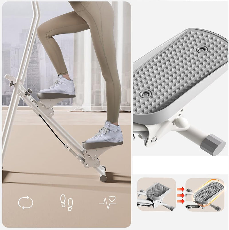 Stair ClimberFoldable Step MachineHeight Adjustable Stepper with LCD Display and HandlebarVertical Climbing Cardio Exercise Machine for Home and Office Exercises