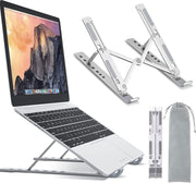 SKY-TOUCH Laptop Stand for Desk, Adjustable Laptop Riser ABS+Silicone Foldable Portable Laptop Holder, Ventilated Cooling Notebook Stand for MacBook Pro Air, Lenovo, Dell, HP, Laptops,Tablet - silver