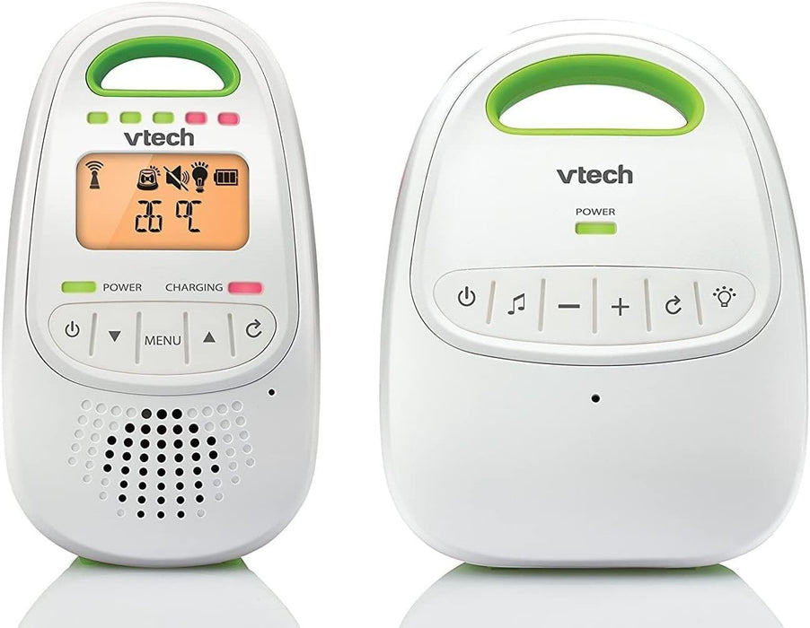 Vtech Digital Audio Baby Monitor With LCD - White/Green | Long Range DECT digital technology long battery life
