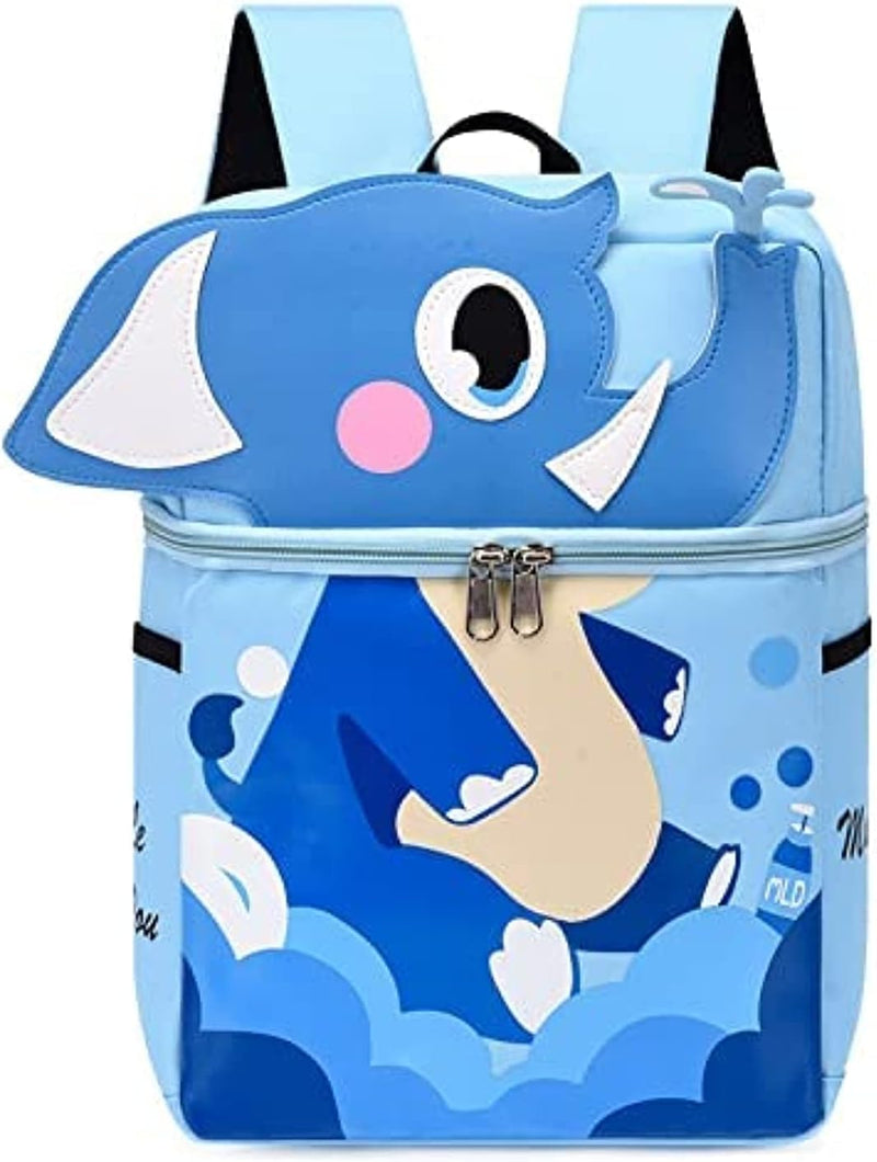 3-6 Year kids bags School Backpack Toddler 3D Comic Elementary Student Schoolbag Waterproof Lightweight Kids Bookbags for Boys Girls (Blue Elephant) - S