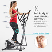 Magnetic Elliptical Machine, Total Body Cross Trainer with LCD Monitor and Pulse Rate Grips, Cardio Exercise Equipment For Home, SF-E905