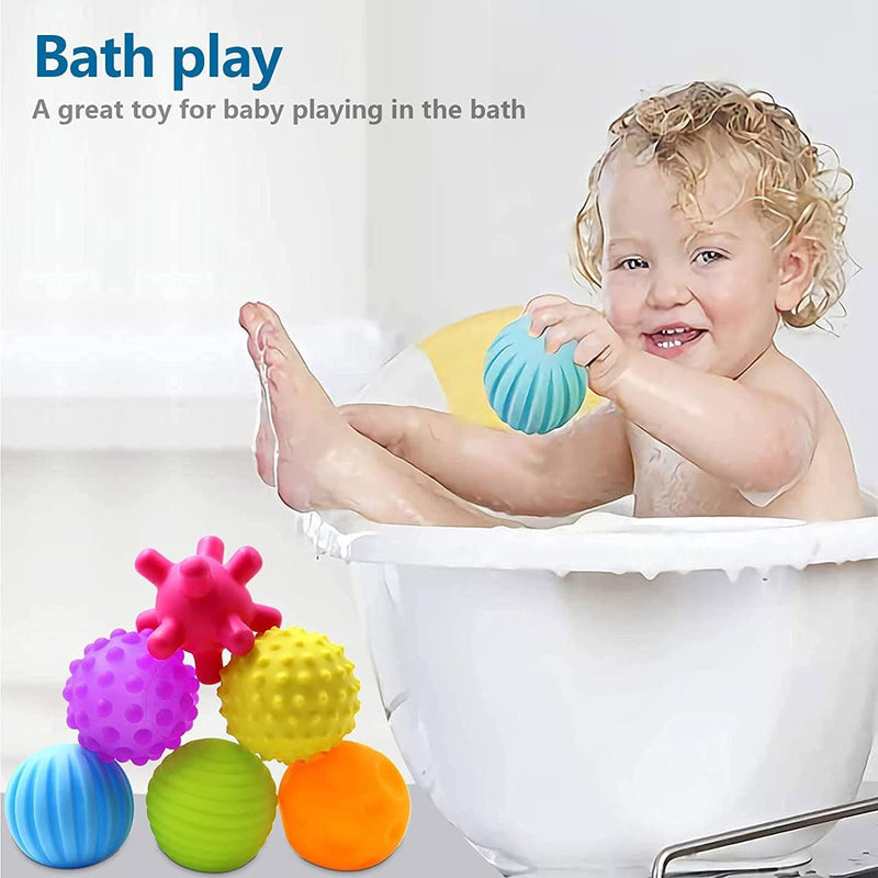 Mumoo Bear Sensory Multi-Ball Set - 6-Piece Textured Toy for Babies 6 Months+, Stimulates Exploration and Motor Skills