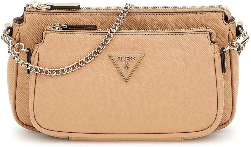 Womens Noelle Crossbody Double Pouch Handbag - Beige/Taupe
