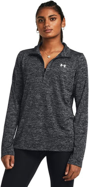 womens Tech 1/2 Zip- Twist T-shirt (pack of 1) - Black / / White