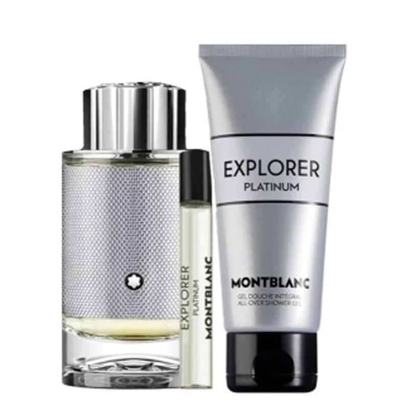 Mont Blanc Explorer Platinum For Men Set Edp 100Ml + Edp 7.5Ml + All-Over Shower Gel 100Ml Transparent/Combination