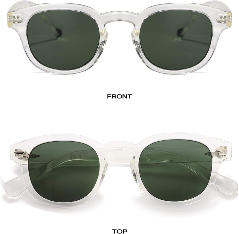 Unisex Vintage Retro Round Style Tinted Sunglasses For Men Women Fashion Circle Sun Glasses 46mm - C27 Crystal Frame/G15 Lens