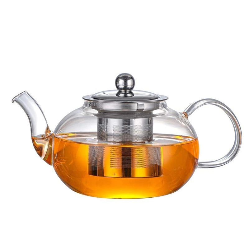 1CHASE 1000ML Borosilicate Glass Teapot with Stainless Steel Infuser â€“ Heat-Resistant Tea Pot with Removable Filter for Loose Leaf & Herbal Teas