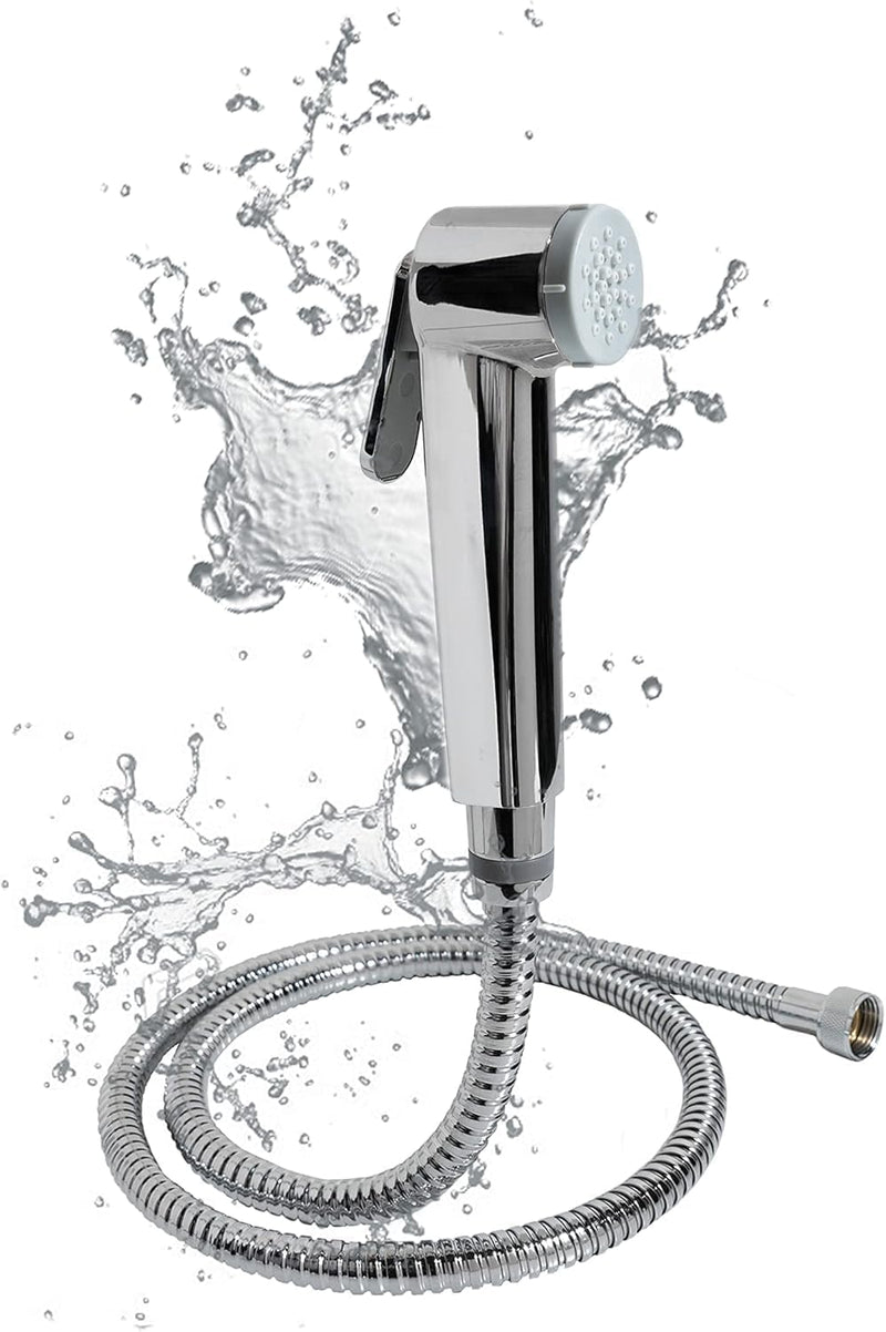 Streamflow™ Alpha Hand Trigger Bidet/Shattaf Set - Glossy Chrome / 120cm Stainless Steel/Chrome Hose