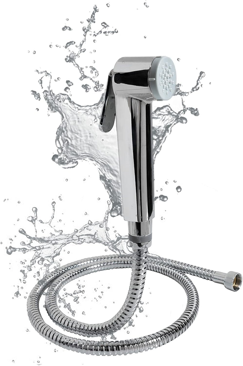 Streamflow™ Alpha Hand Trigger Bidet/Shattaf Set - Glossy Chrome / 120cm Stainless Steel/Chrome Hose