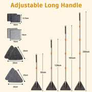 200cm Wall Cleaner Mop with Long Handle, 3-in-1 Adjustable Baseboard Cleaning Mop Sweeper, Triangle Ceiling Cleaning Tool Duster with Extendable Pole 2 Heads 8 Reusable Pads Squeegee for Window Floor