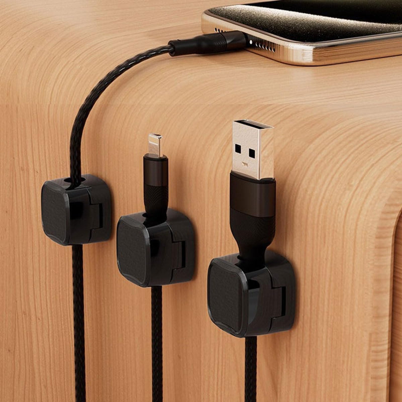 6 Pack Magnetic Cable Clips Spring Cable Holder Clips Cable Management Clips Adhesive Cord Wire Holder Keeper for Home Office Desk Phone Car Wall Desktop Nightstand