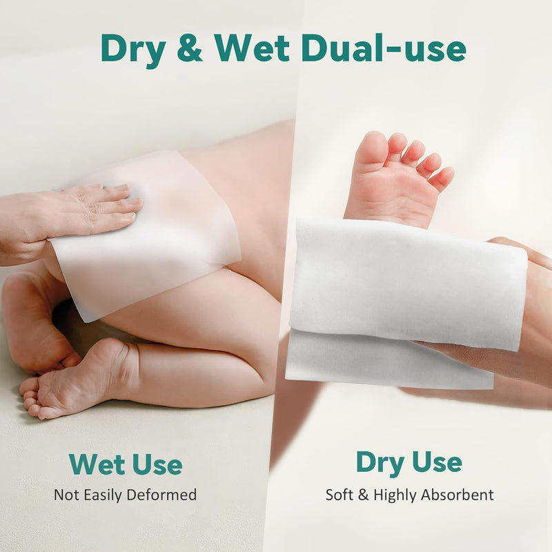Disposable Face Towels, 100% Cotton Facial Tissues for Dry & Wet Use, Facial Wash Cloth for Sensitive Skin, Super Soft & Thick Facial Towels for Adults and Baby, Makeup Remover Dry Wipes, 600 Count