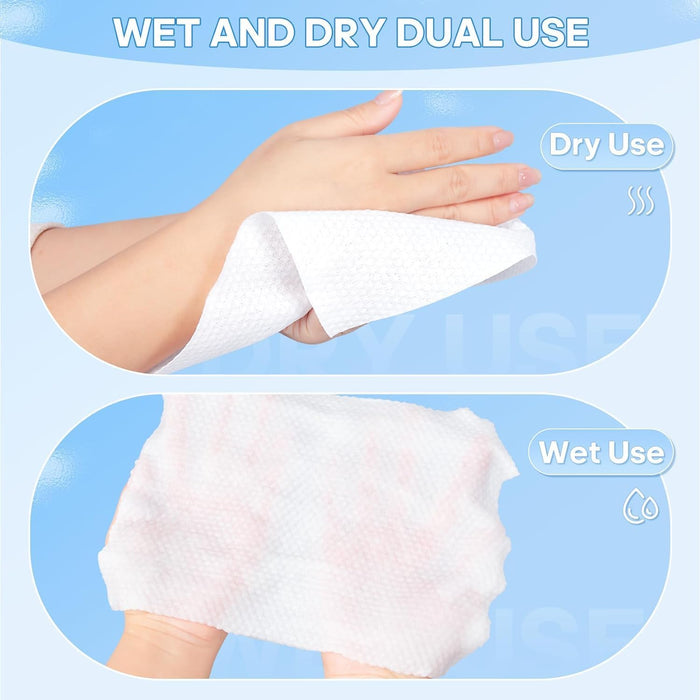 NALACAL Face Towels, Disposable Face Cleaning Towel for Sensitive Skin Lint-Free Daily Clean Towels for Face, Biodegradable Face Towels for Skin Care, Make-up Wipes and Facial Cleansing (4 Packs）