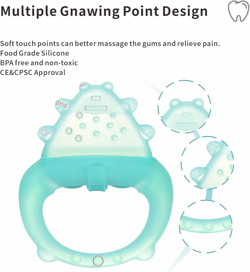 Baby Teether Toys,Water Fillable Baby Teething Relief,Cools & Massages Sore Gums,No Chill Handle,BPA-Free Silicone Teething Toys (Cyan)