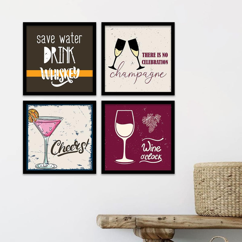 kotart Engineered Wood Photo Frames For Kitchen And Restaurant Wall Decoration - Food Quotes Decor Poster With Frame (11 Inch X 11 Inch, Multi) Design-2, Square)