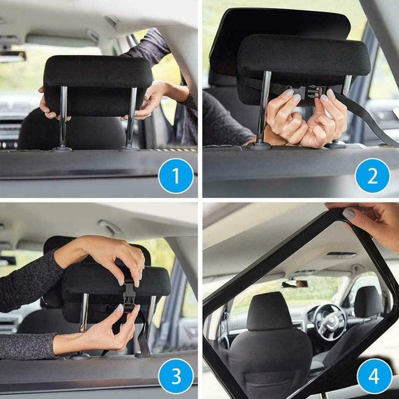 OSYA car Backseat Safety Mirror, CharmCollection Peace of Mind to Keep An Eye on Baby in A Rear Facing Child Seat Premium Black Frame Car Rear View Baby Car Seat Mirror for Baby Back Seat Child Seats