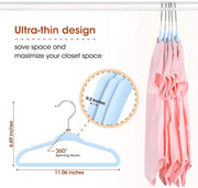 Red Dot Gift® 50 Pack Baby Velvet Hangers 11Inch/28cm - Nursery Clothes Hangers Non Slip Toddler Hangers, 360 Chrome Swivel Hook (White, 50)