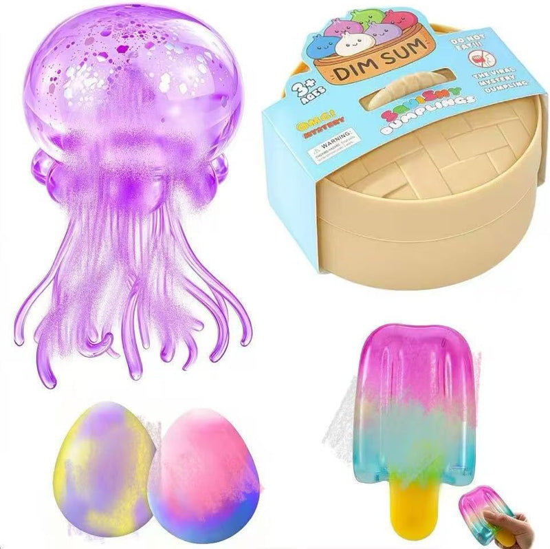 SLEEPHEAD Glitter Dumpling Squishy Mystery BoxJellyfish Squishy, Ice Cream Squishy ToyEaster Egg Squishy Set